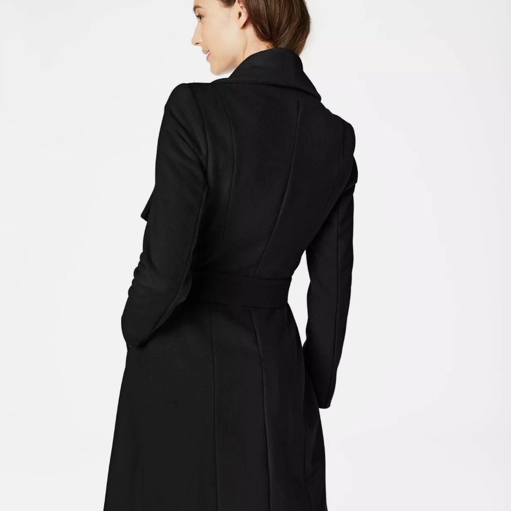 Cole Haan Black Wrap Wool Coat Size 2 NWT Originally 420.00